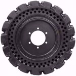 Solid Rubber Tires 10-16.5 with 6 lug rims