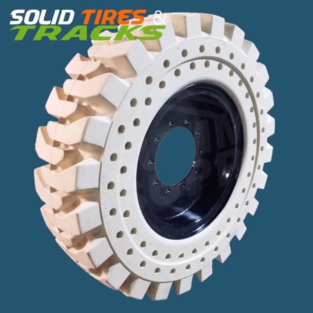 Set of 4, 13.00-24 Non-Marking Solid Telehandler Tires with Rims